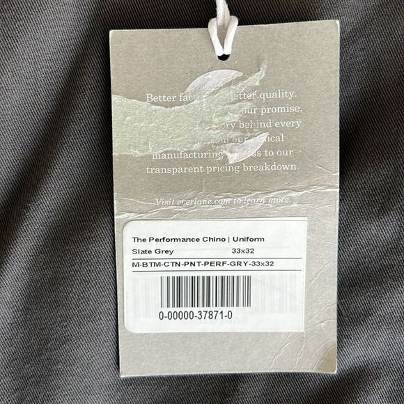NWT Everlane The Performance Chino Uniform Slim Fit in Slate Gray Size 33 X 32 - Picture 5 of 12